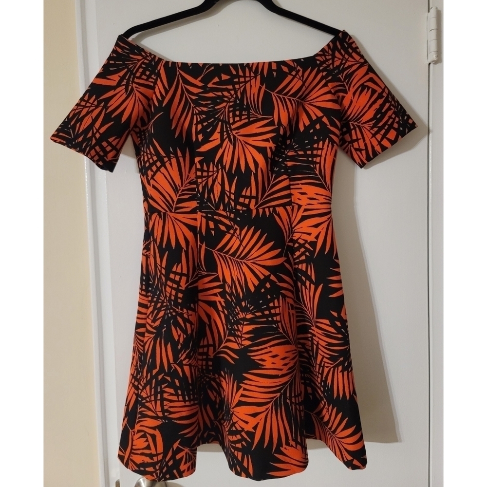 Zara Red&Black Palm Mini Dress - Picture 3 of 12